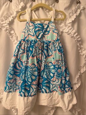Gymboree Blue Aqua White Seashell Print Sundress